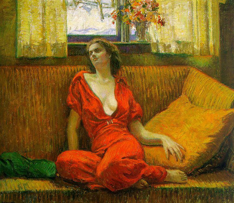 Wilson Irvine Lady in Red Sweden oil painting art